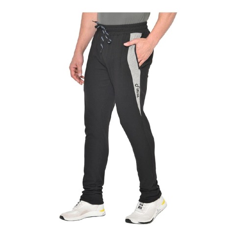1 - Fitinc Striped Slim Fit Cotton Trackpant for Men,  Black  Small 