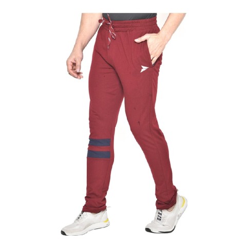 2 - Fitinc Cotton Double Strip Designed Trackpant with Both Side Zipper,  Wine  XXL 