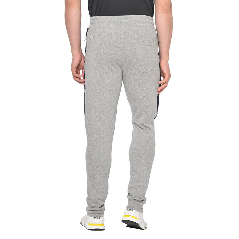 4 - Fitinc Striped Slim Fit Cotton Trackpant for Men,  Grey  Medium 