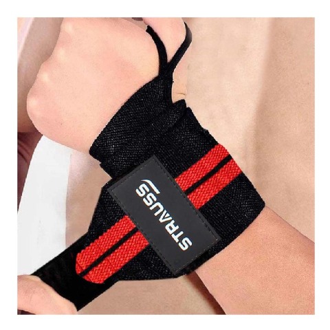 Strauss WL Cotton Wrist Support (Pack of 2), Black & Red Free Size