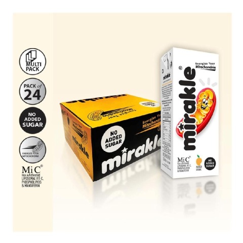 1 - Mirakle The Liposomal Vitamin C Drink,  200 ml  Mango (Sugar Free) Pack of 24 