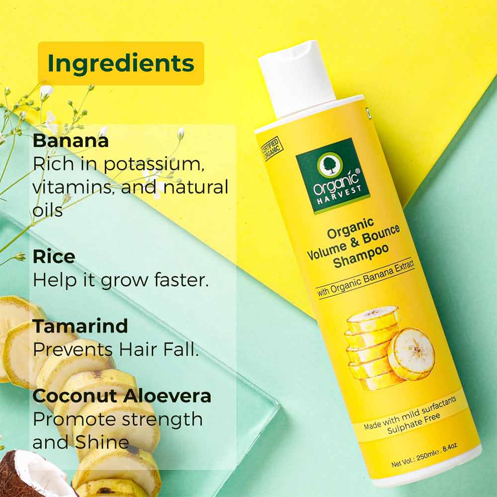3 - Organic Harvest Organic Volume & Bounce Shampoo,  250 ml  for All Types of Hair 