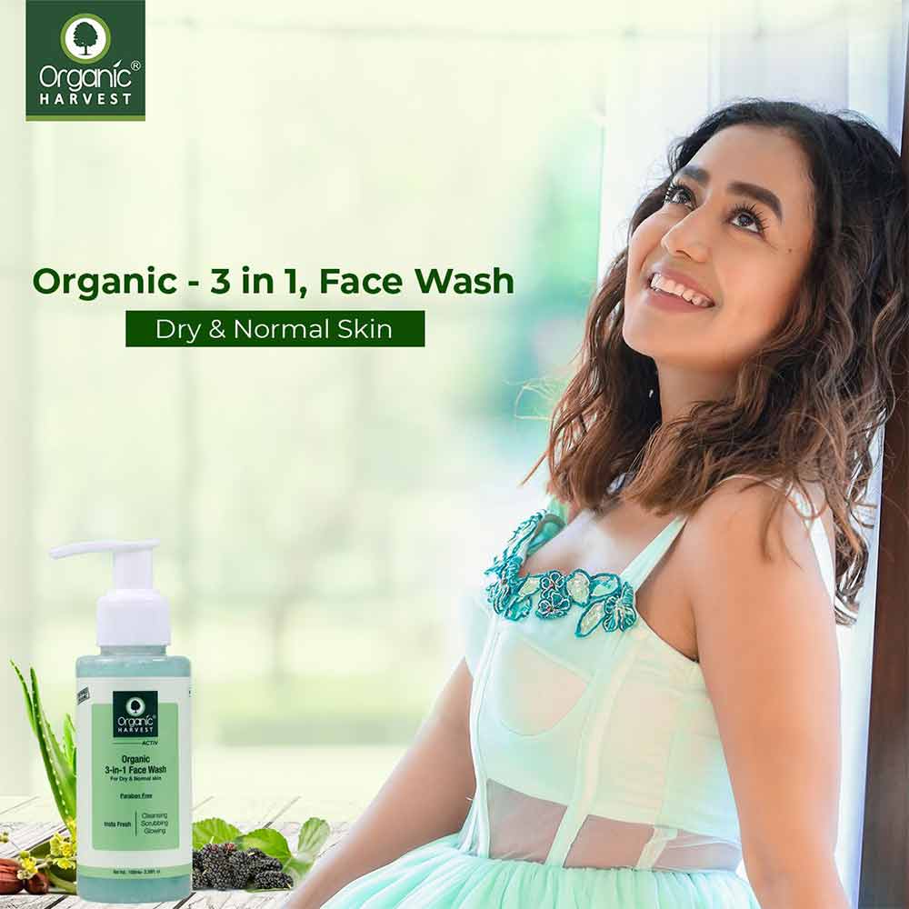 2 - Organic Harvest 3-in-1 Face Wash,  100 ml  for Dry & Normal Skin 