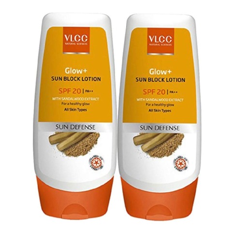VLCC Glow+ Sun Block Lotion SPF 20 - Pack of 2, 100 ml Sun Defense VLCC Glow+ Sun Block Lotion SPF 20 - Pack of 2, 100 ml Sun Defense