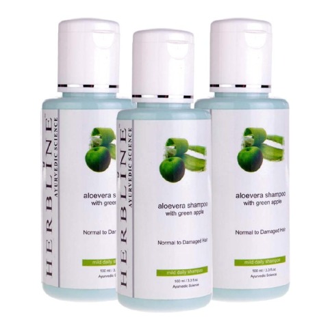 Herbline Aloevera Shampoo - Pack of 3, 100 ml for All Hair Types Herbline Aloevera Shampoo - Pack of 3, 100 ml for All Hair Types