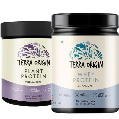 1 - Terra Origin Whey Protein & Plant Protien Combo,  2 Piece(s)/Pack  Chocolate and Vanilla Chai 
