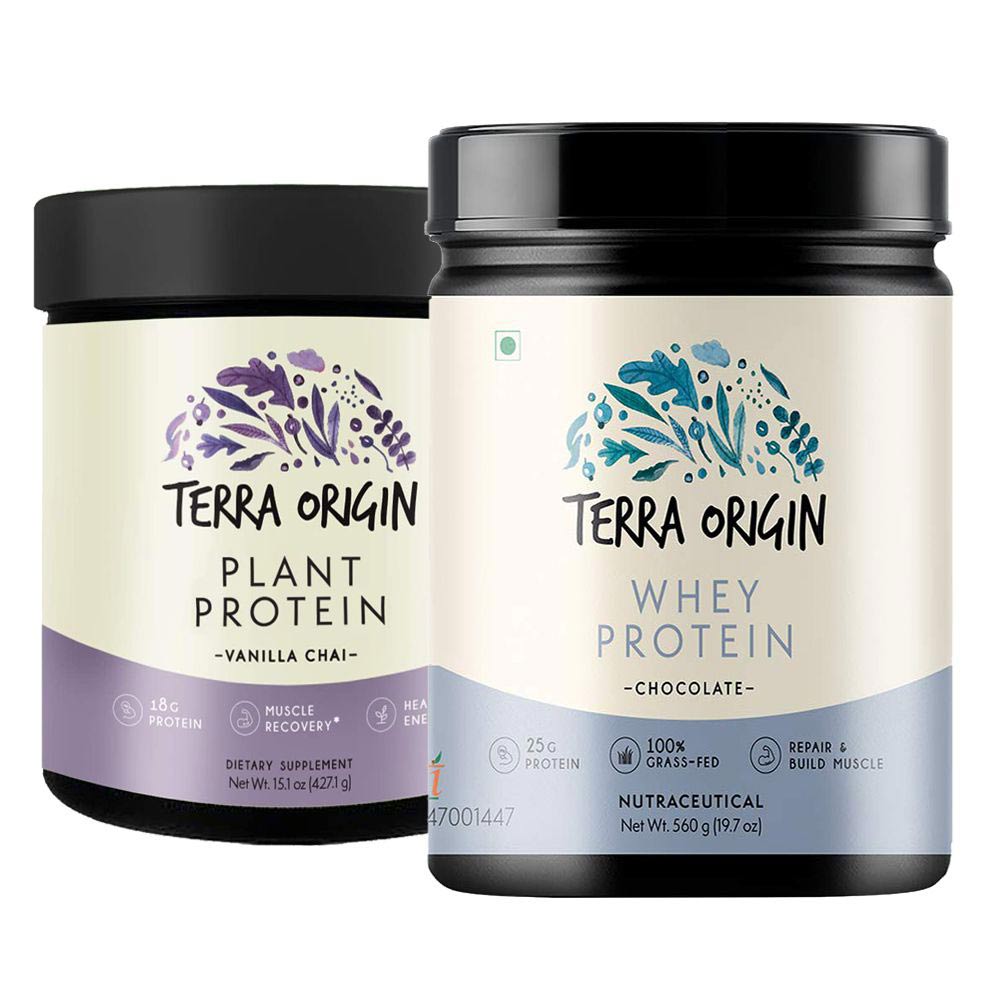 1 - Terra Origin Whey Protein & Plant Protien Combo,  2 Piece(s)/Pack  Chocolate and Vanilla Chai 