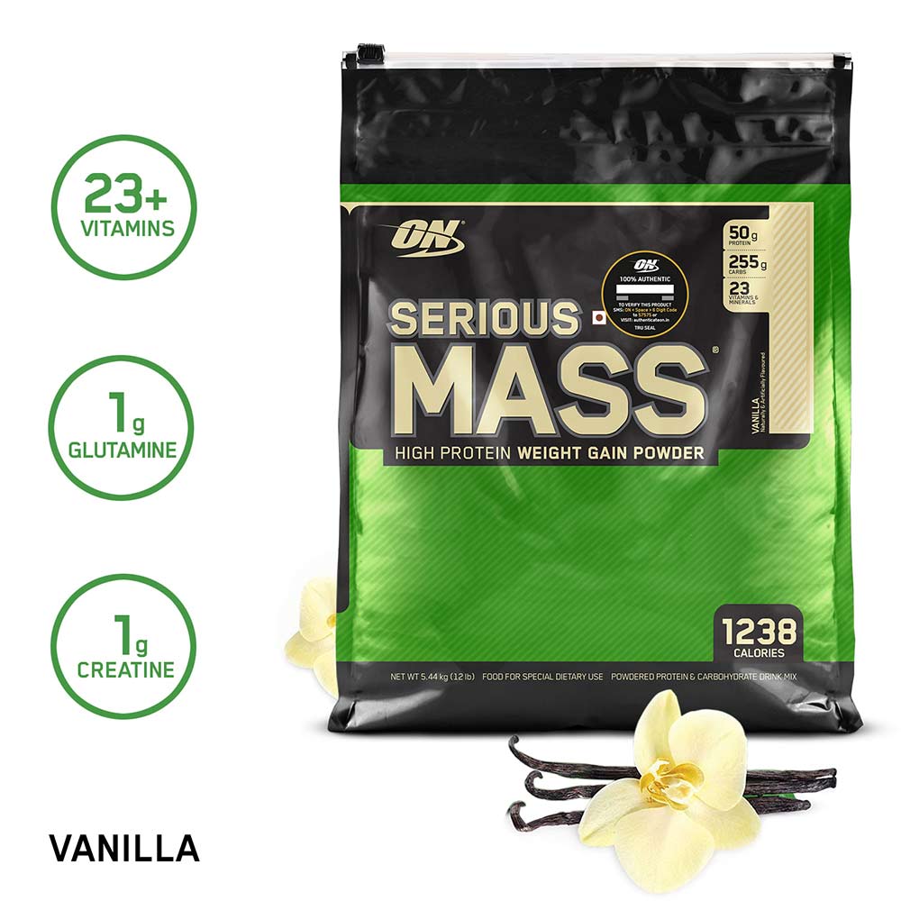 4 - ON (Optimum Nutrition) Serious Mass,  12 lb  Vanilla 