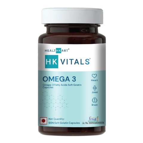 Healthkart Omega 3 1000mg with 180mg EPA and 120mg DHA, 60 softgels Online  @ Best Prices - HealthKart
