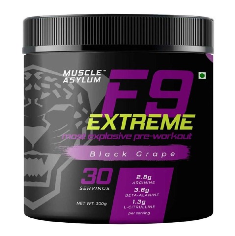 1 - Muscle Asylum F9 Extreme Pre-Workout,  0.66 lb  Black Grape 