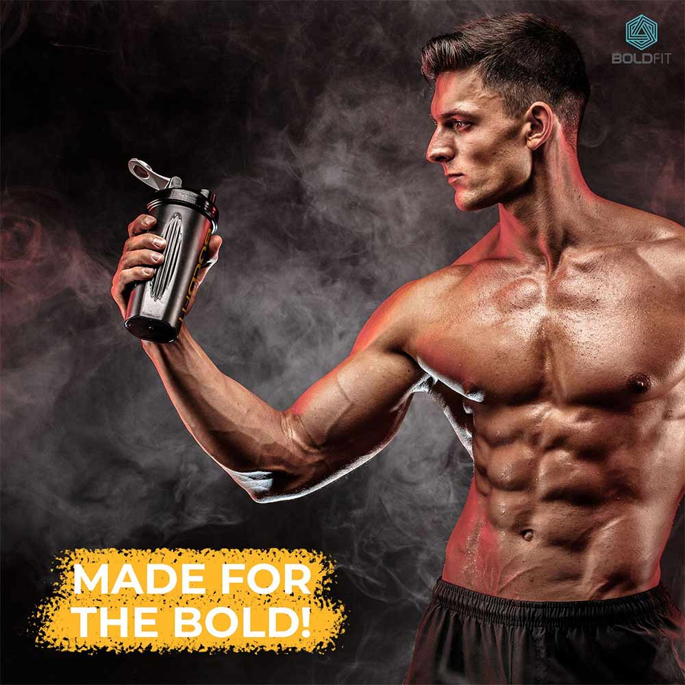4 - Boldfit Bold Gym Shaker Bottle,  Black  700 ml 