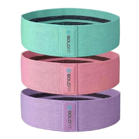 5 - Boldfit Fabric Resistance Band (Set of 3), Pink, Purple, Green Free Size