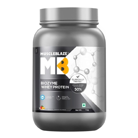 2 - MuscleBlaze Biozyme Whey Protein, 2.2 lb Magical Mango