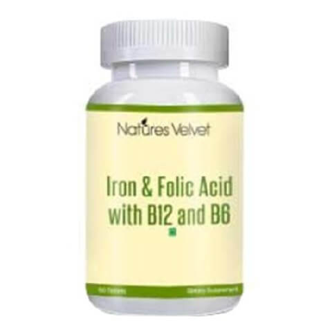 Natures Velvet Iron & Folic Acid with B12 and B6, 60 tablet(s) Natures Velvet Iron & Folic Acid with B12 and B6, 60 tablet(s)