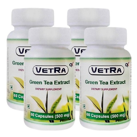 Vetra Green Tea Extract (500 mg) - Pack of 4 60 capsules Unflavoured Vetra Green Tea Extract (500 mg) - Pack of 4 60 capsules Unflavoured