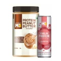MB High Protein Peanut Butter 750 g Unsweetened Crunchy with Sparkling Protein Water, Mixed Berry 250 ml