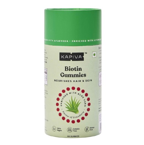 1 - Kapiva Biotin Gummies (Nourishes Hair and Skin),  60 gummies  Unflavoured 
