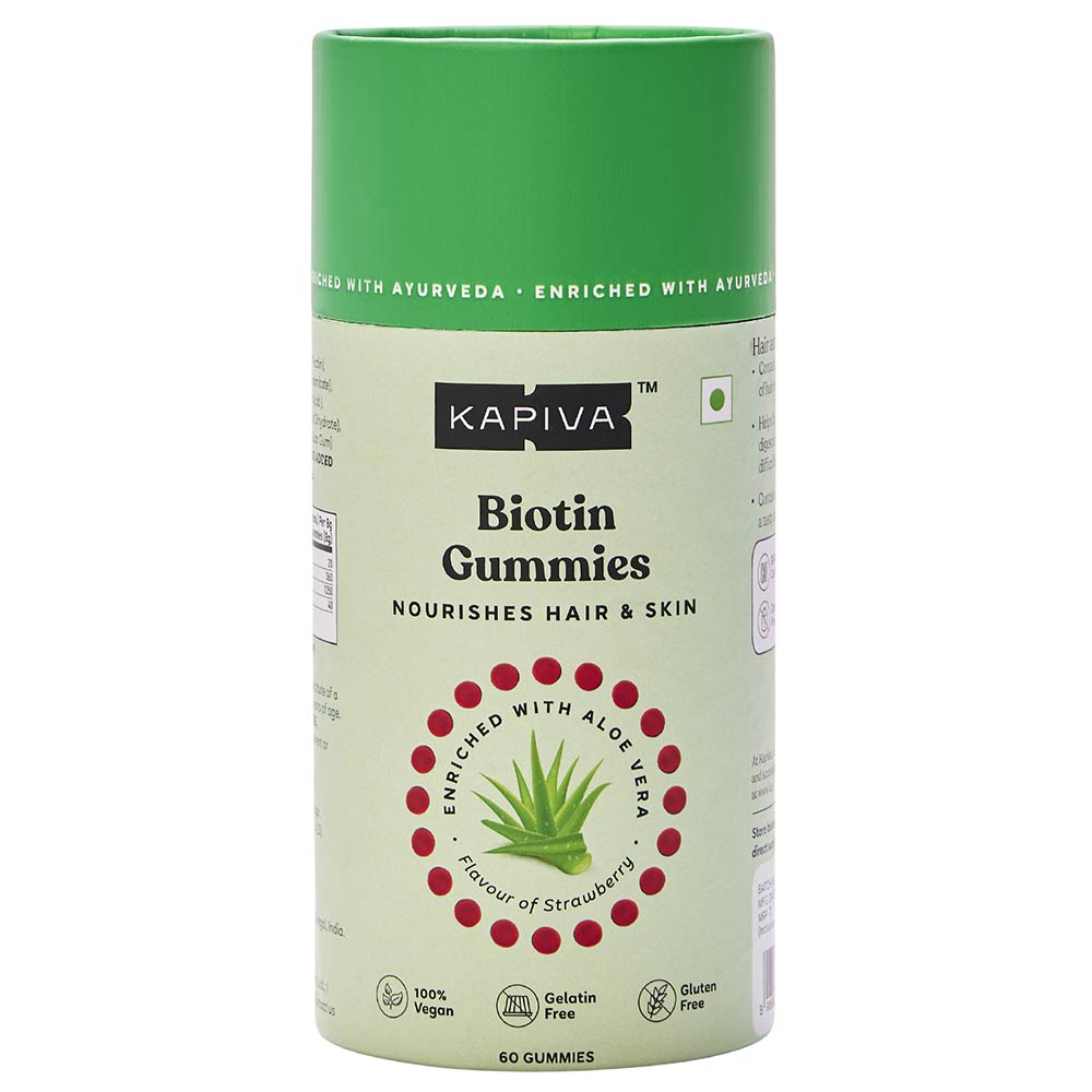 1 - Kapiva Biotin Gummies (Nourishes Hair and Skin),  60 gummies  Unflavoured 