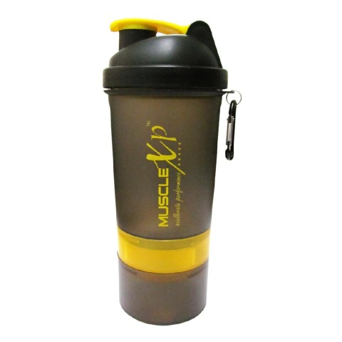 MuscleXP Smart Advanced Gym Shaker, Design 9 Transparent Black & Yellow 500 ml MuscleXP Smart Advanced Gym Shaker, Design 9 Transparent Black & Yellow 500 ml