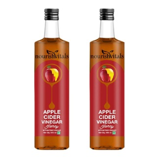 NourishVitals Apple Cider Vinegar with Mother, 0.5 L Honey (Pack of 2)