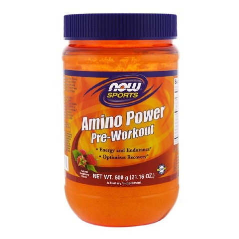 Now Amino Power Pre-Workout,  1.32 lb  Natural Raspberry 