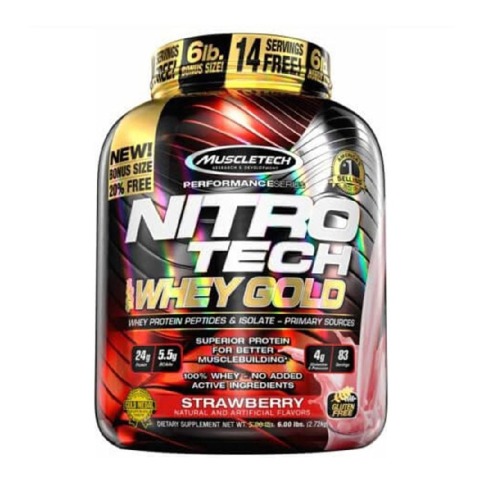 MuscleTech Nitro Tech Whey Gold Performance Series, 6 lb Strawberry