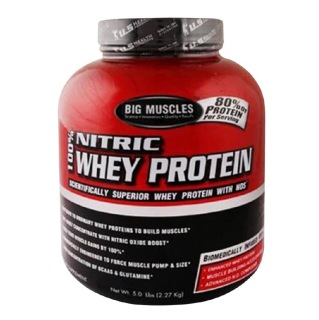 Big Muscles 100% Nitric Whey Protein, 4.4 lb Strawberry