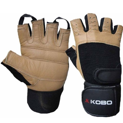 KOBO Gym Gloves (WTG-02), Brown & Black Large