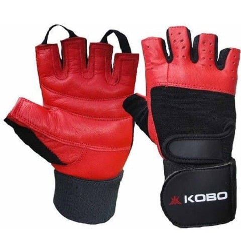 KOBO Gym Gloves (WTG-02), Red & Black Medium