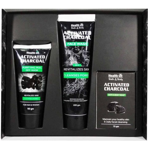 Healthvit Activated Charcoal Series Kit,  3 Piece(s)/Pack  Facewash,Mask & Soap 