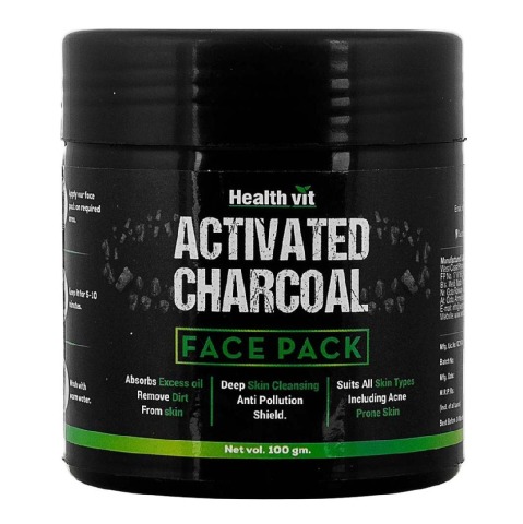 Healthvit Activated Charcoal Face Pack, 0.100 kg All Skin Types
