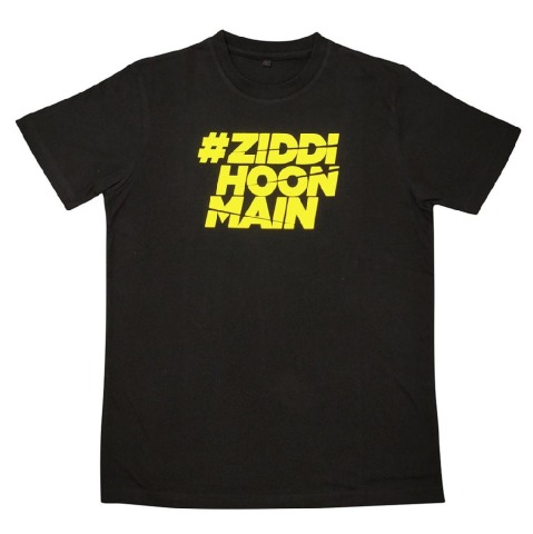 MuscleBlaze T-Shirt Ziddi Hoon Main,  Cotton Black  Free Size 