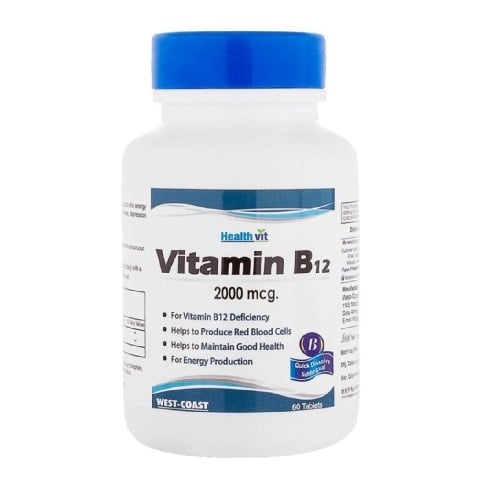 Healthvit Vitamin B12 (2000 mcg),  60 tablet(s)  Unflavoured 