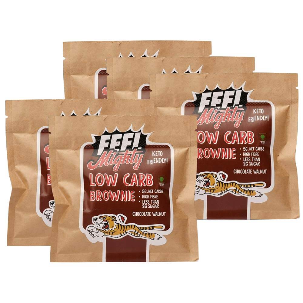 Feel Mighty Low Carb Brownie Pack of 5 (10g Protein),  5 Piece(s)/Pack  Chocolate Walnut 