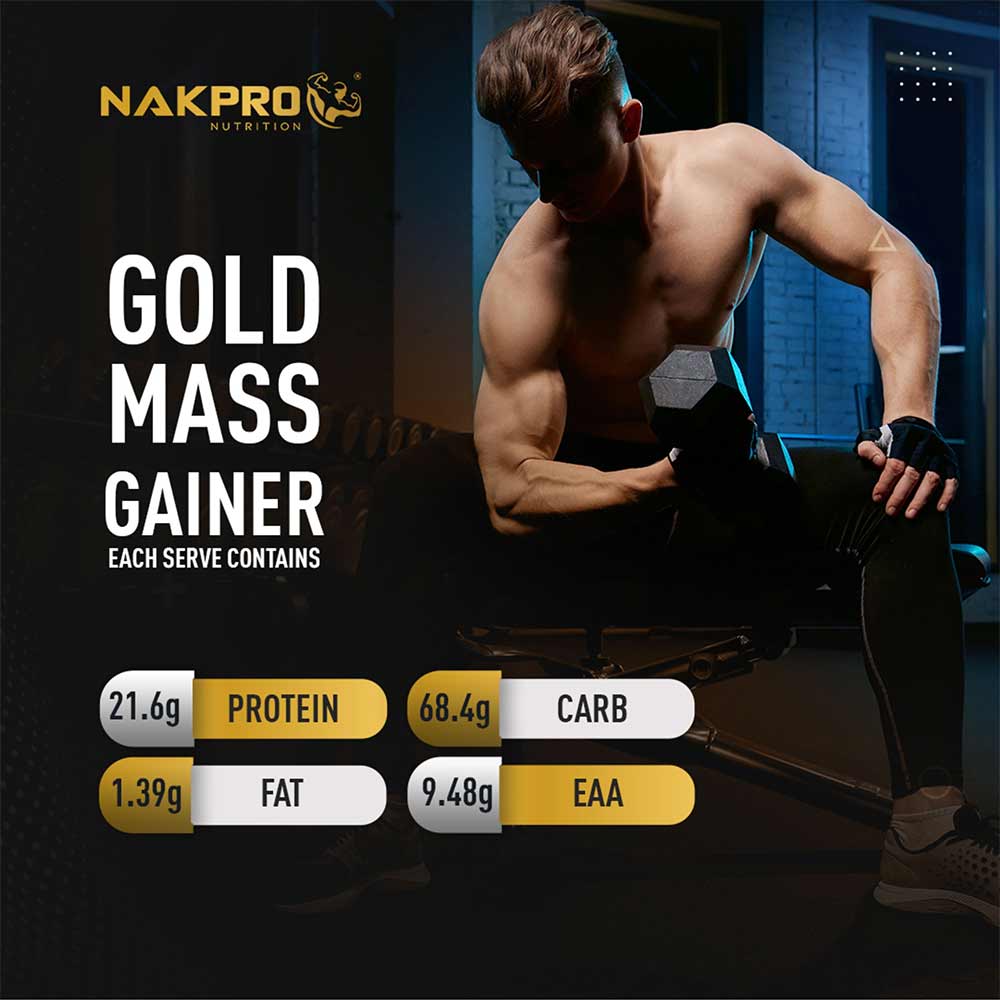 4 - Nakpro Gold Mass Gainer,  2.2 lb  Mango (Pack of 3) 