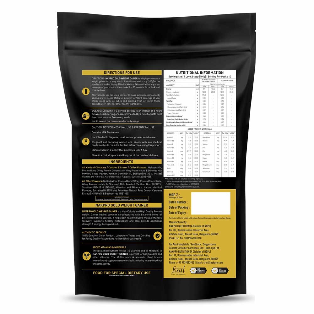 2 - Nakpro Gold Weight Gainer,  2.2 lb  Strawberry (Pack of 3) 