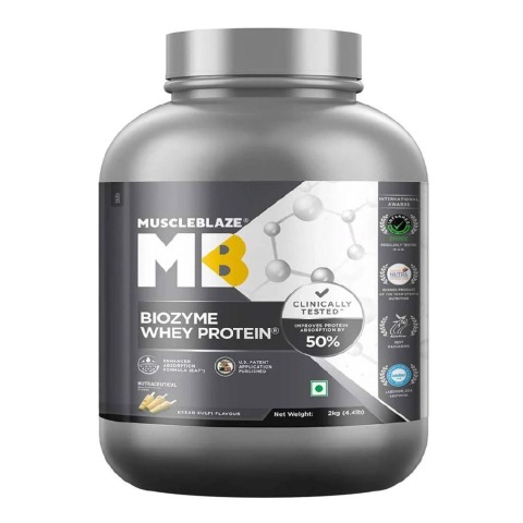 1 - MuscleBlaze Biozyme Whey Protein Powder, 4.4 lb Kesar Kulfi