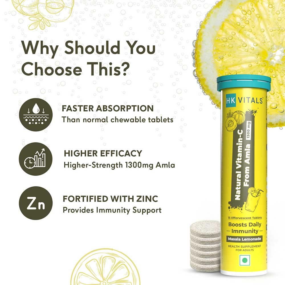 4 - HK Vitals Natural Vitamin C 1300mg Amla Effervescent by HealthKart,  30 tablet(s)  Masala Lemonade 