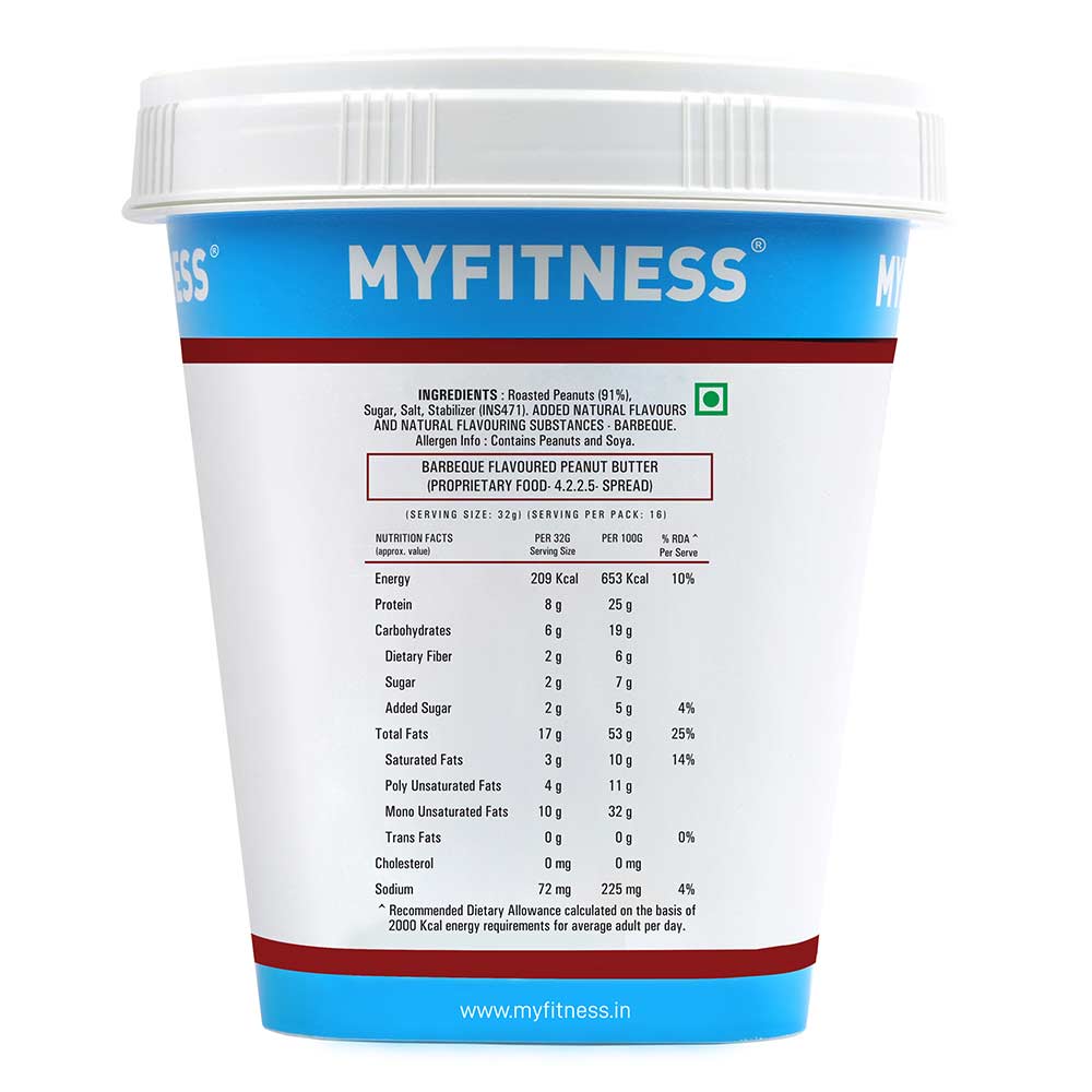 2 - Myfitness Barbeque Peanut Butter,  510 g  Smooth 
