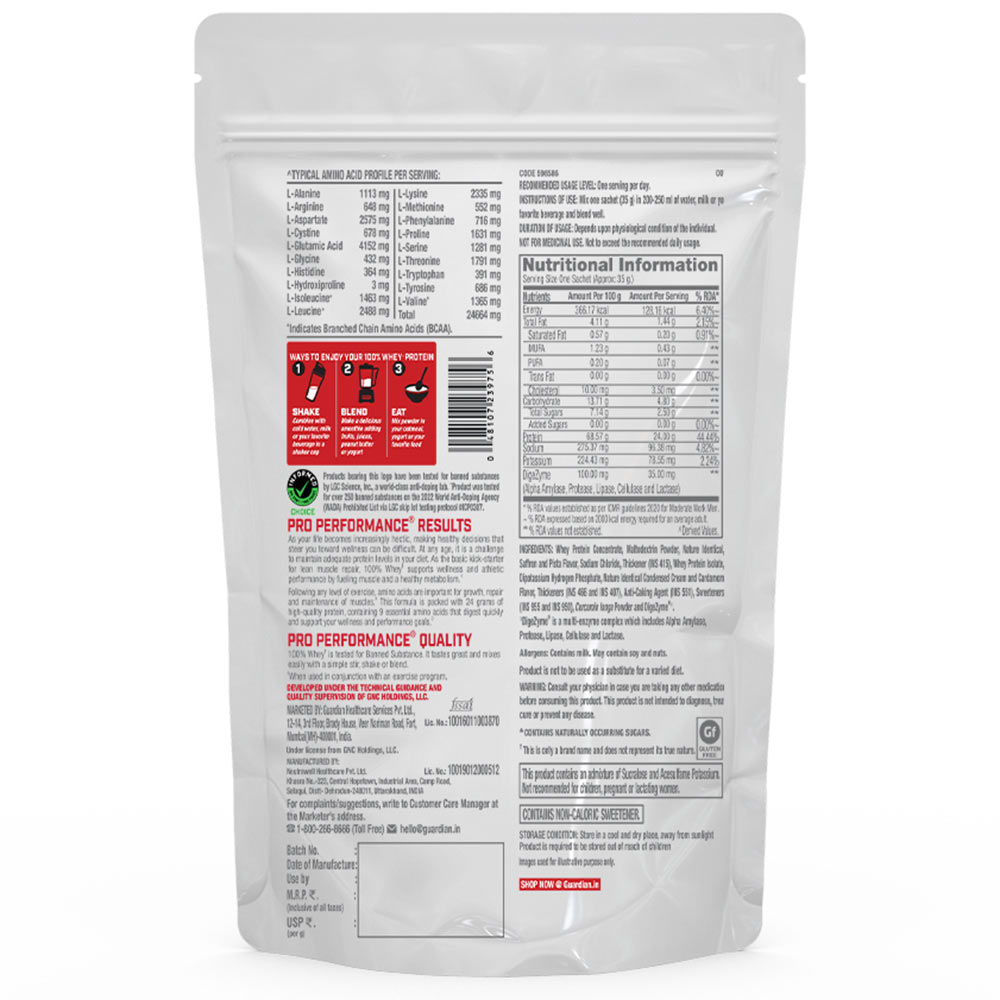 2 - GNC Pro Performance 100% Whey Protein,  0.077 lb  Kesar Pista 