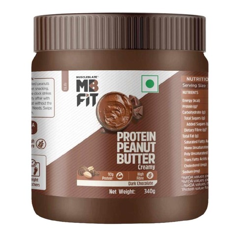 3 - MuscleBlaze High Protein Peanut Butter,  0.340 kg  Dark Chocolate Creamy 