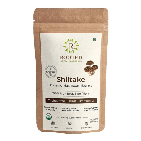 Rooted Active Naturals Shiitake Organic Mushroom Extract,  60 g 