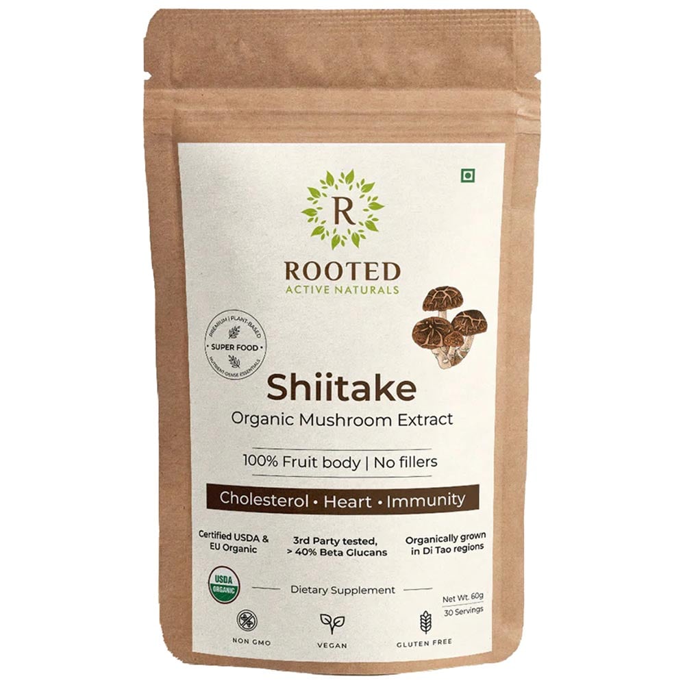Rooted Active Naturals Shiitake Organic Mushroom Extract,  60 g 
