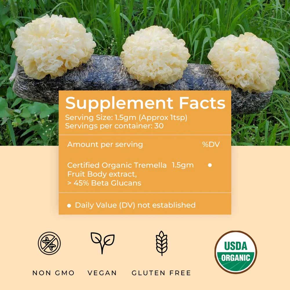 3 - Rooted Active Naturals Tremella Organic Mushroom Extract,  45 g 