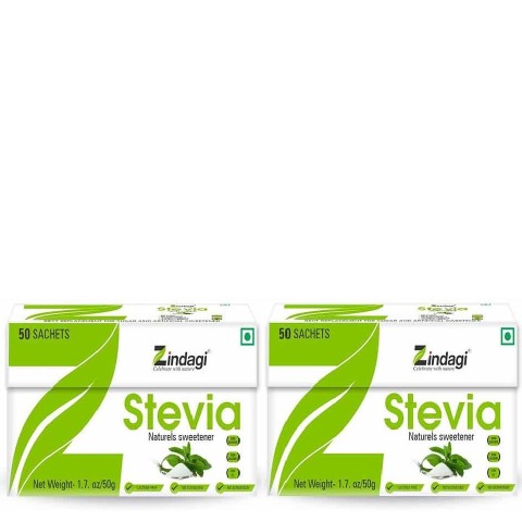 1 - Zindagi Stevia (Pack of 2),  50 sachets/pack 
