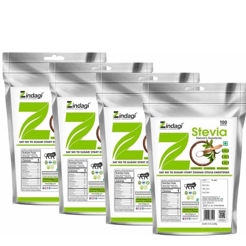 1 - Zindagi Stevia Loose (Pack of 4),  100 sachets/pack 