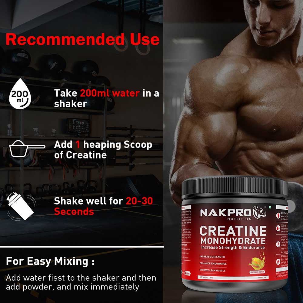3 - Nakpro Creatine Monohydrate,  Fruit Punch (Jar)  0.55 lb 
