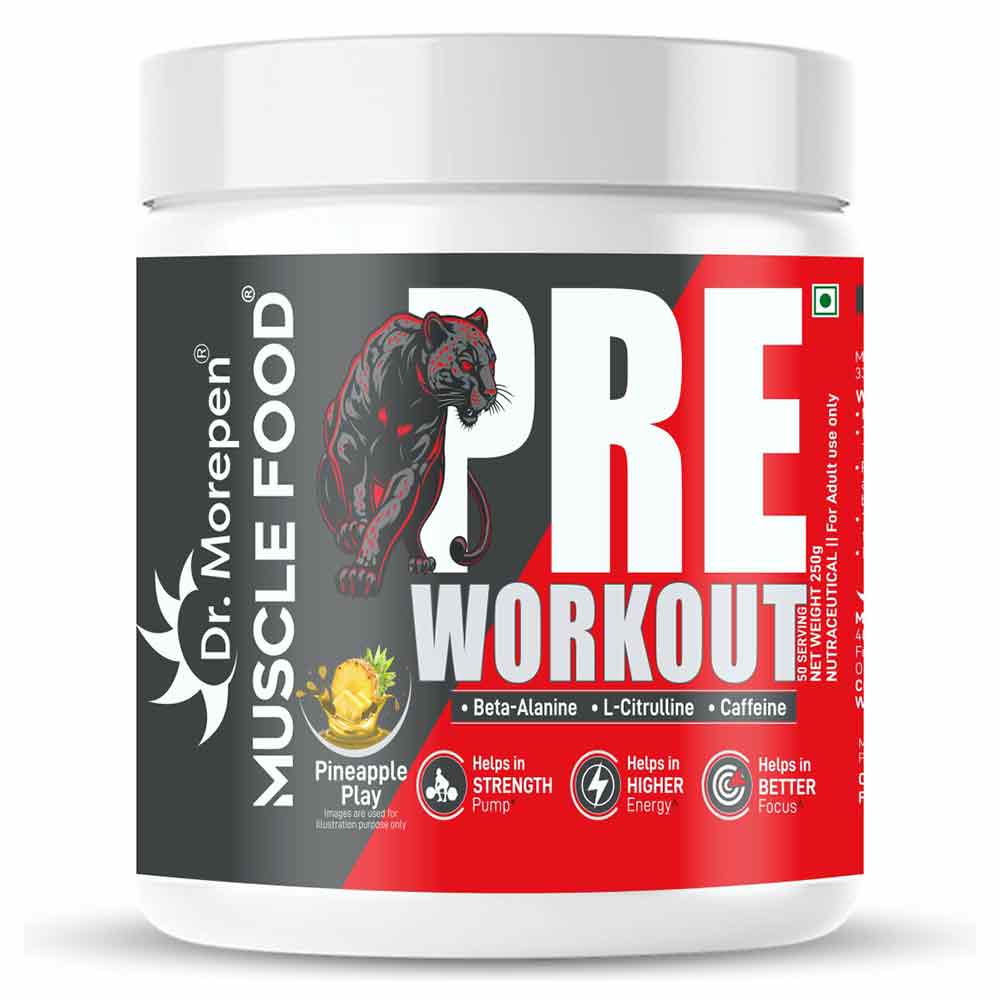 1 - Dr. Morepen Muscle Food Pre Workout,  0.55 lb  Pineapple Play 