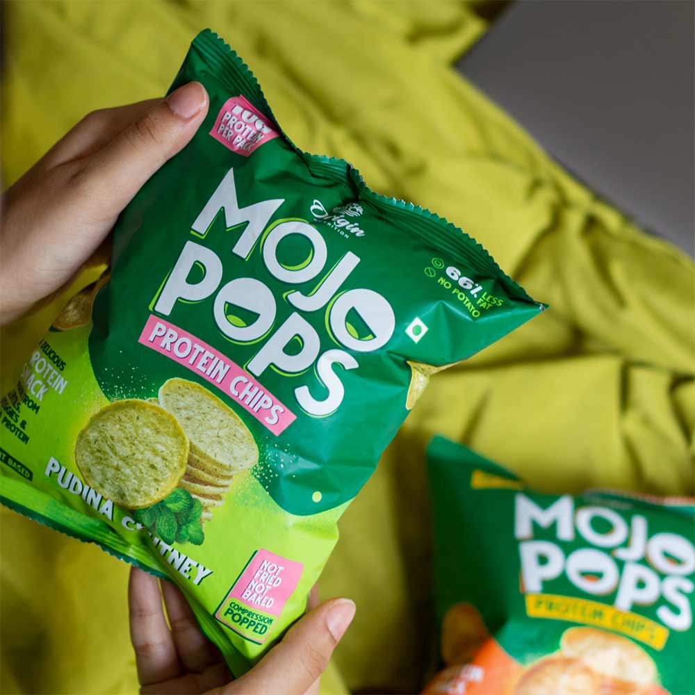 5 - Origin Nutrition Mojo Pops Protein Chips,  30 g  Pudina Chutney (Pack of 6) 