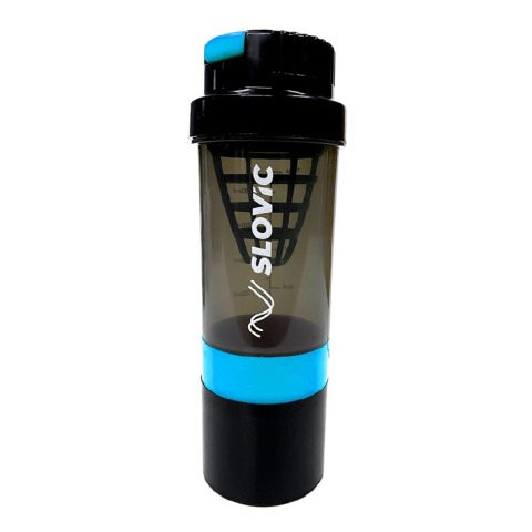 1 - SLOVIC Protein Shaker with Tornado Mesh,  Brown/Blue  500 ml 